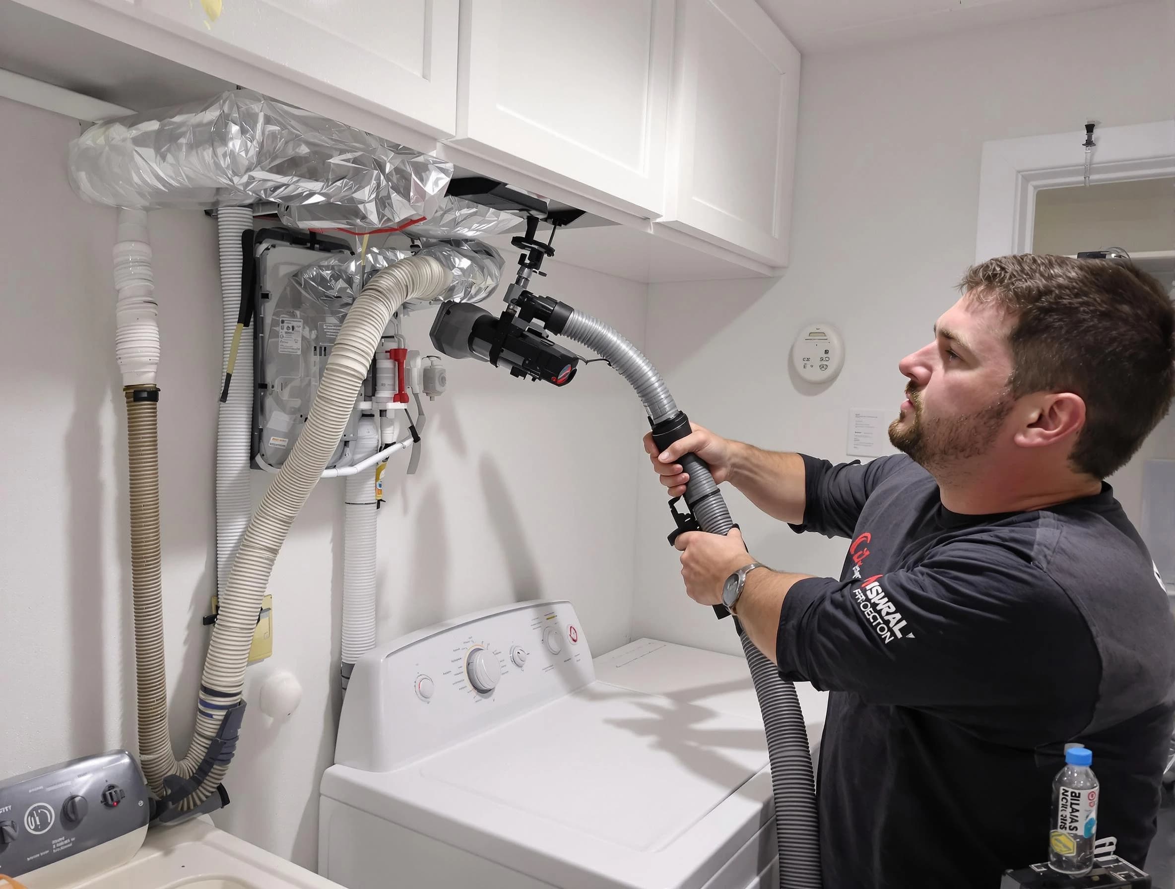 Midlothian Dryer Vent Cleaning certified technician performing safety-focused gas dryer vent cleaning in Midlothian
