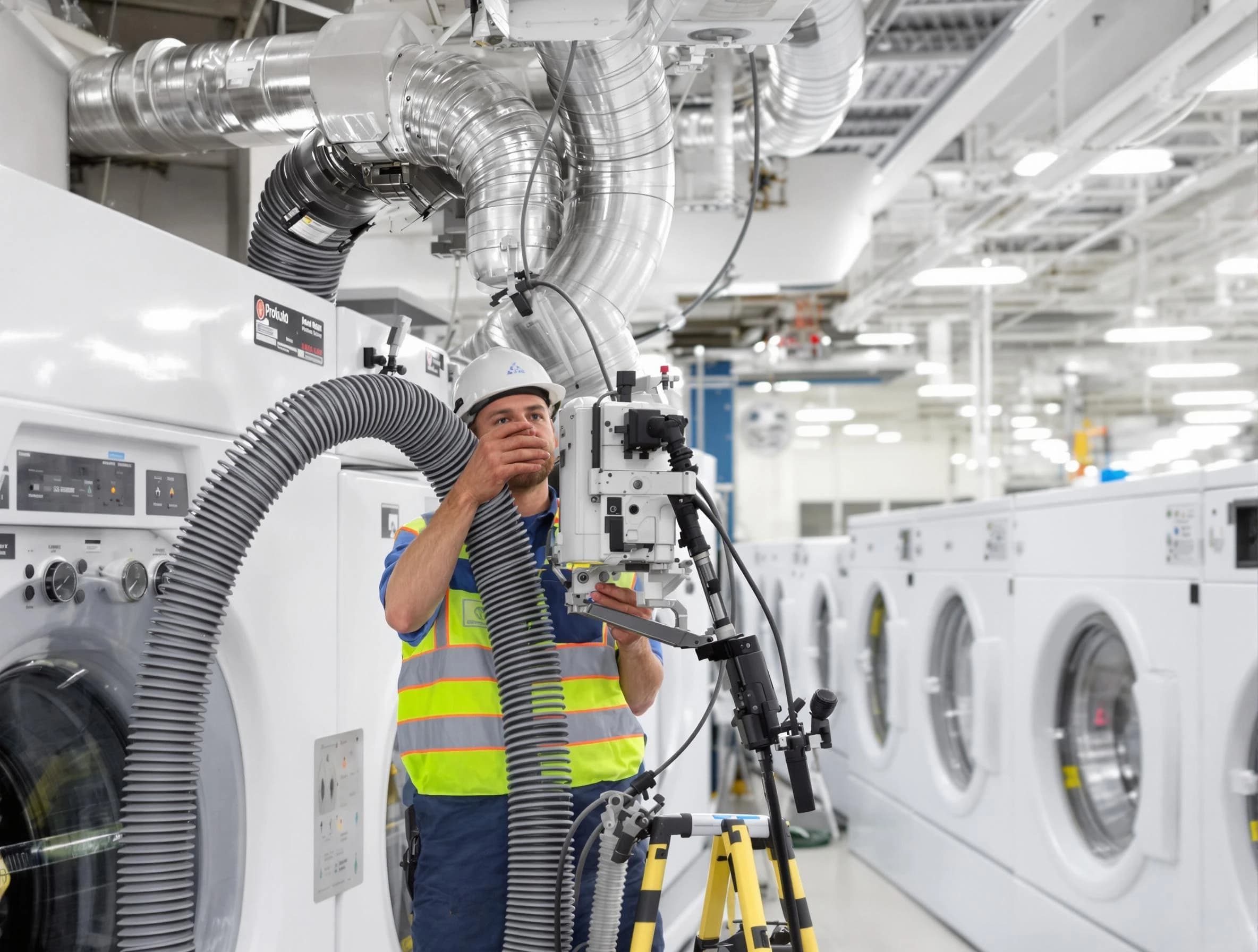 Midlothian Dryer Vent Cleaning team performing commercial-grade dryer vent cleaning at a business facility in Midlothian
